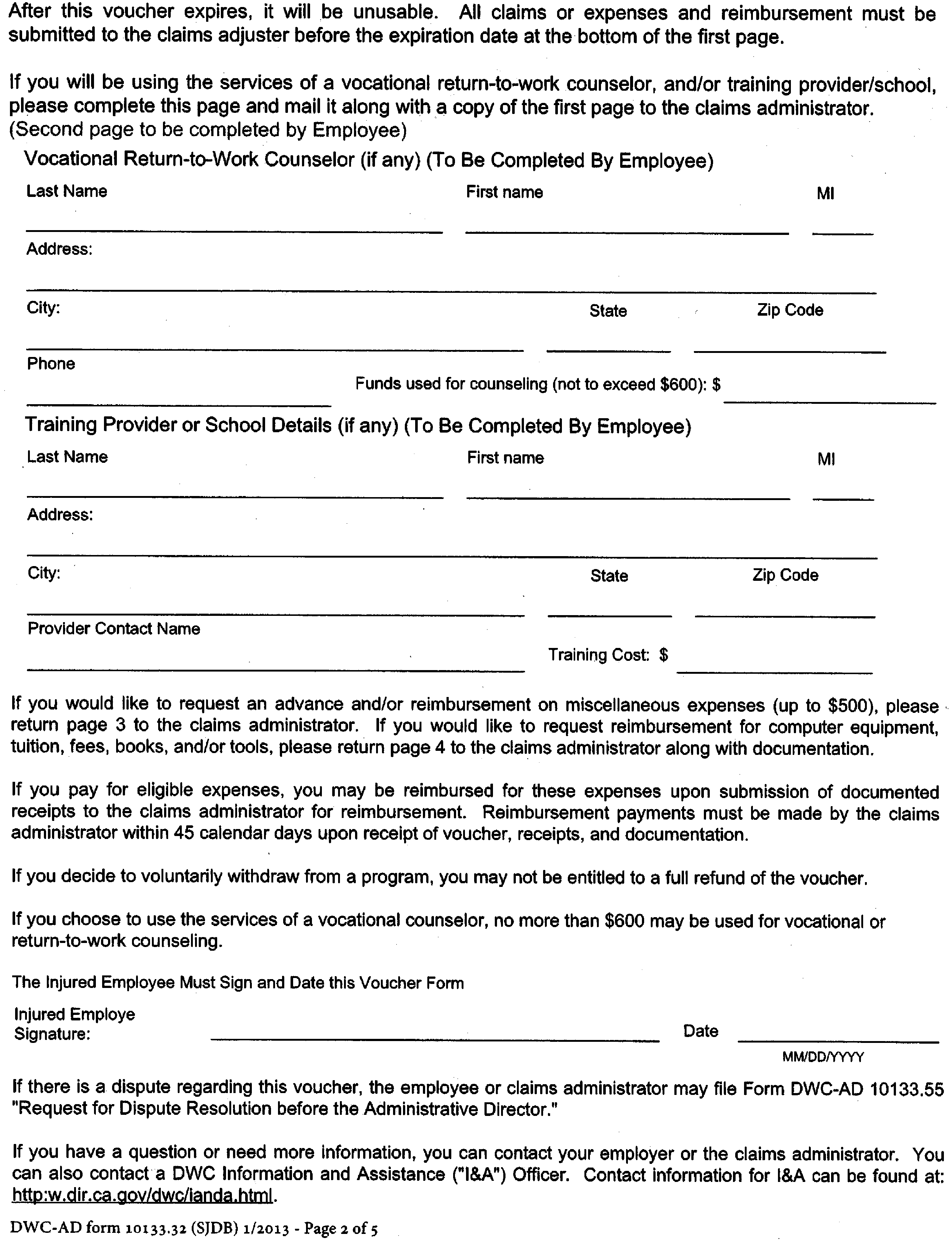 Image 2 within § 10133.32. Form [DWC-AD 10133.32 “Supplemental Job Displacement Nontransferable Voucher For Injuries Occurring on or After 1/1/13.”]